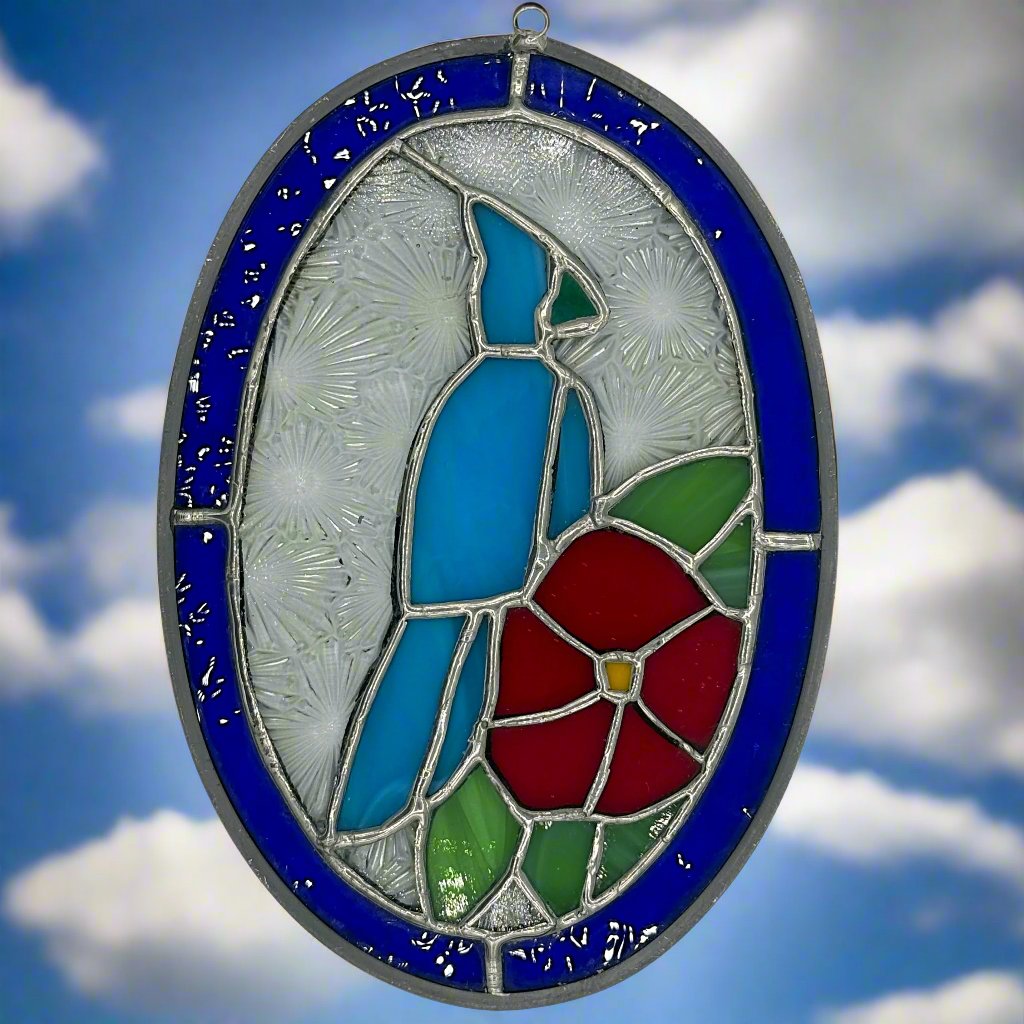 Stained Glass | Blue Jay with Farmhouse Glass - Greenbriar Market + Refillery