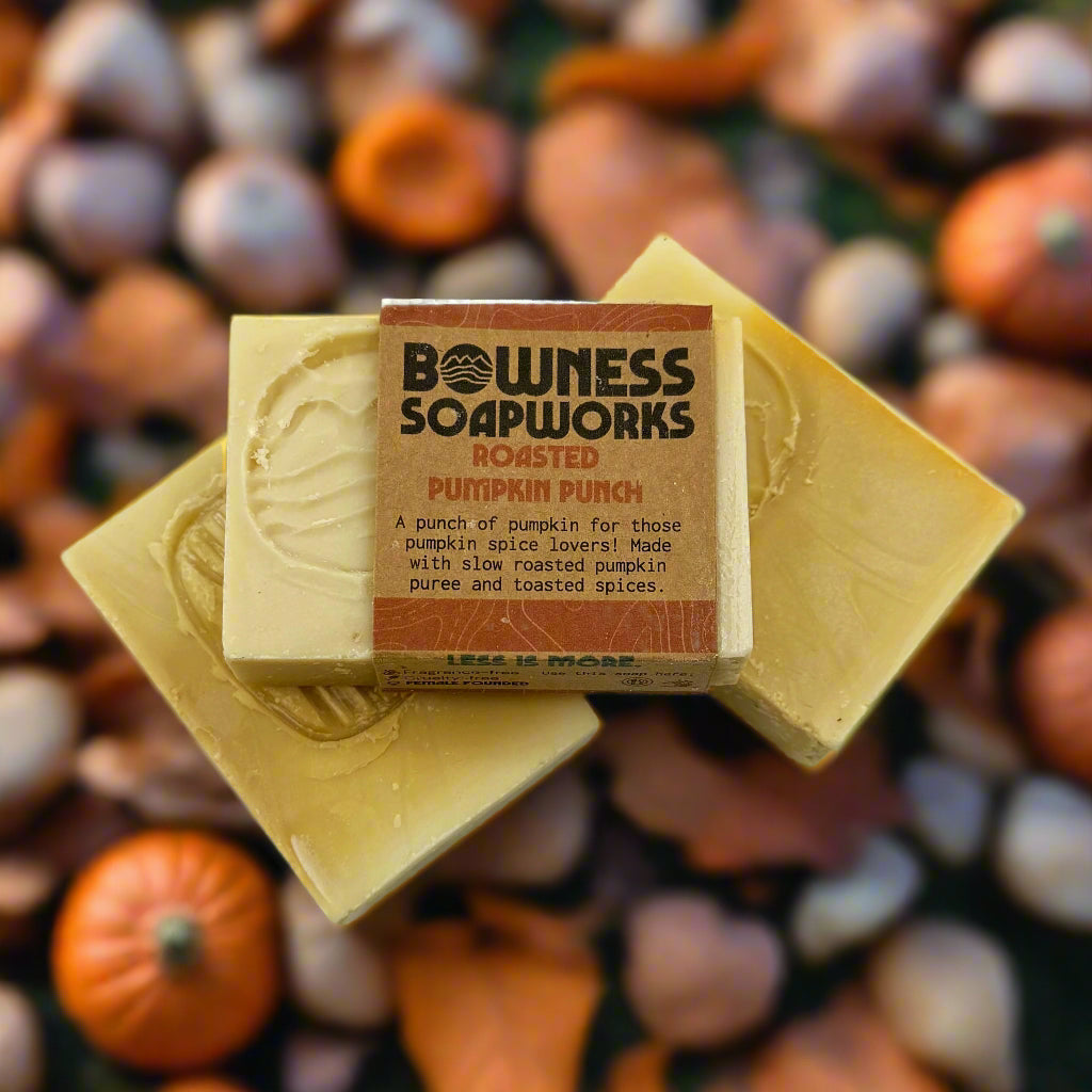 Two bars of Bowness Soapworks labelled soap