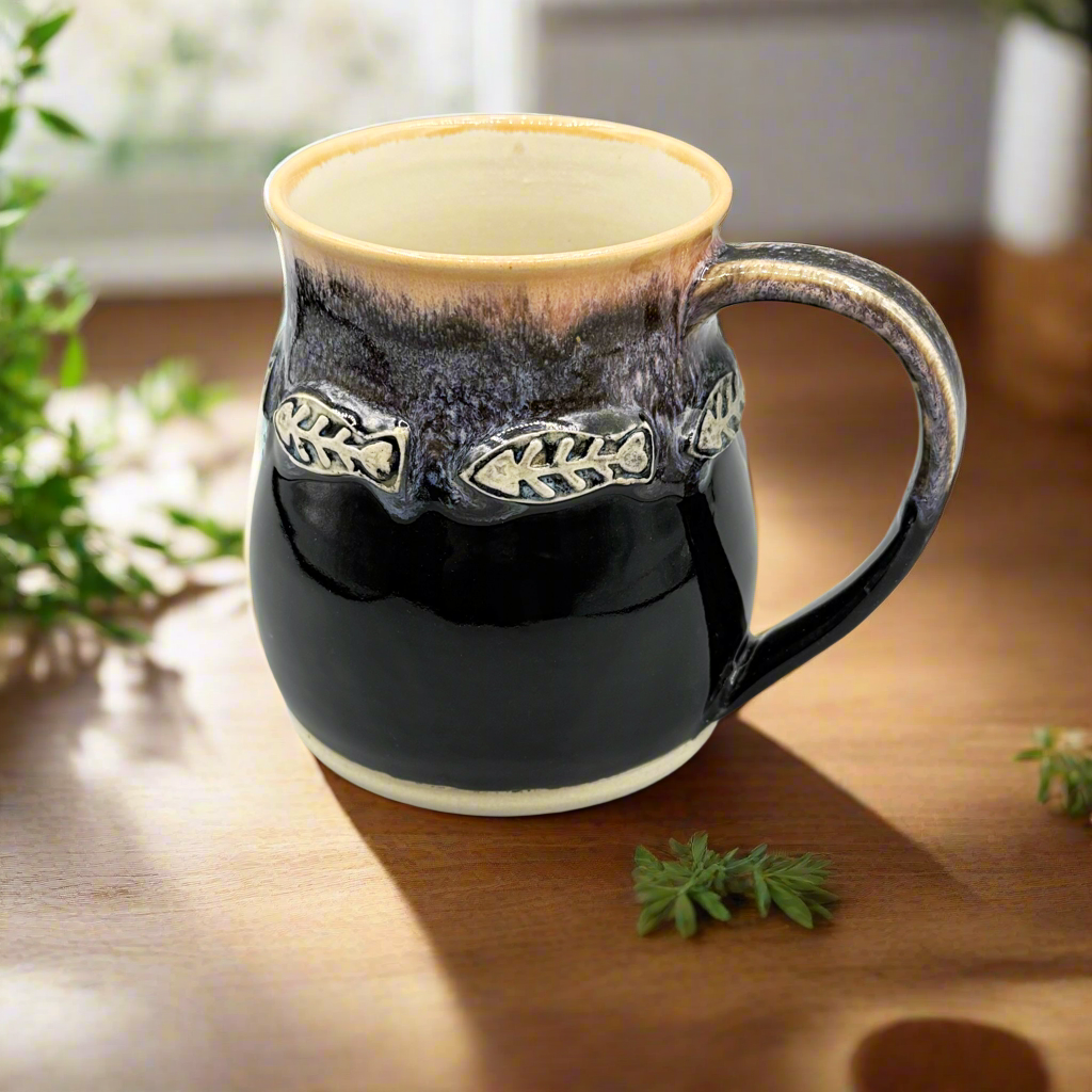 Laura Drysdale Ceramics Ceramic Mug Fish Bones Pink, Purple, Black