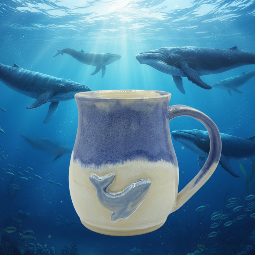 Mug with whale design underwater scene