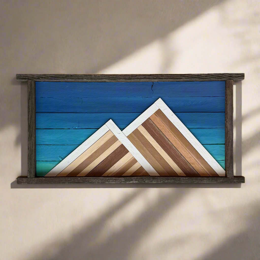 Chinook creations mountain scape wall art large Blue