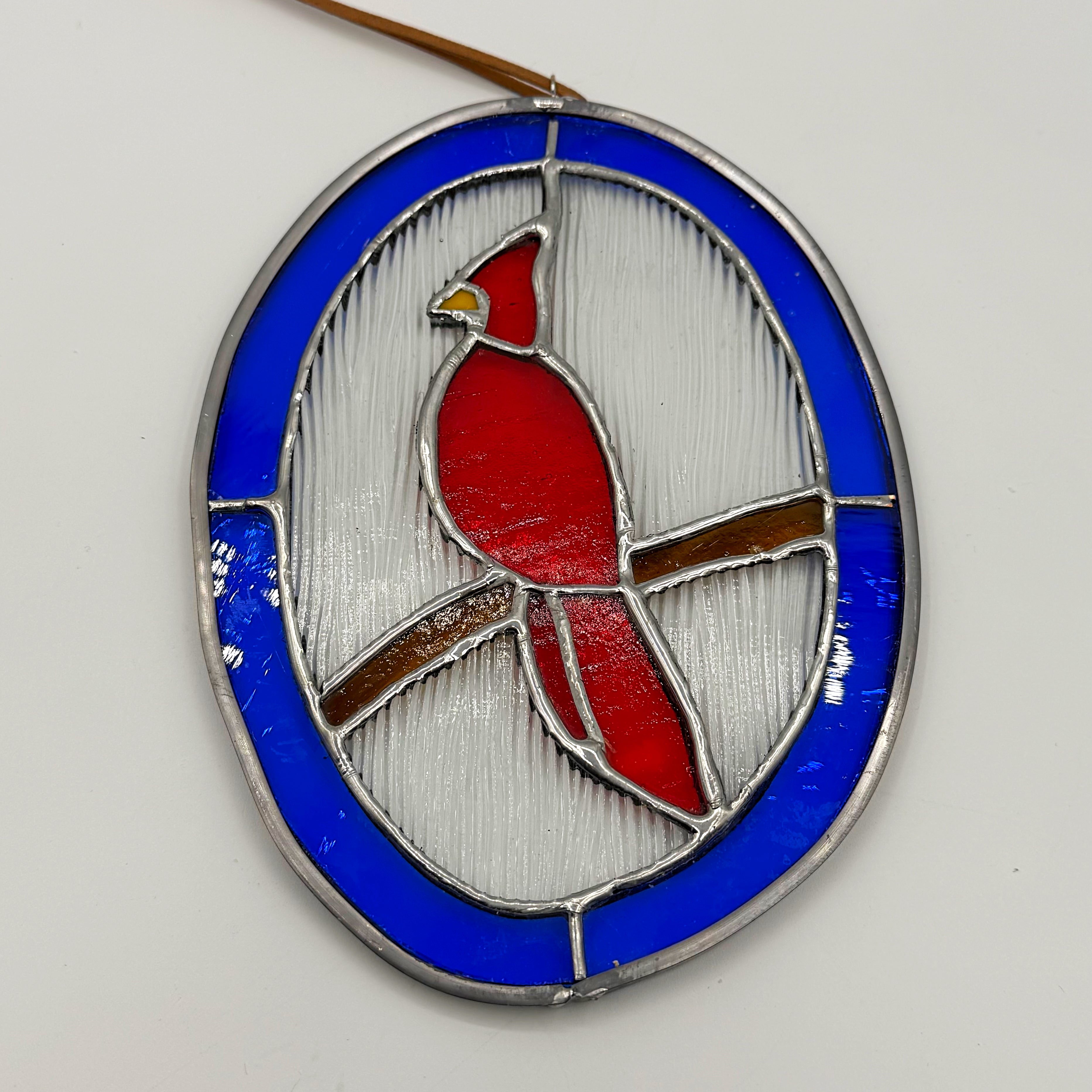 Odawa Studios Stained Glass cardinal with Farmhouse Glass