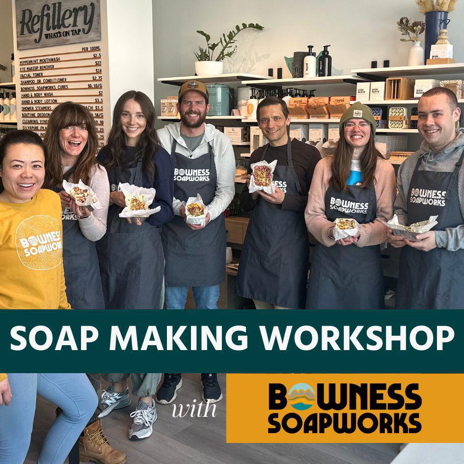 articipants enjoying cold process soap making workshop at Greenbriar Market Calgary