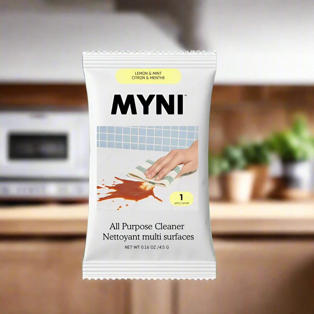 MYNI all-purpose cleaner packet on a white background