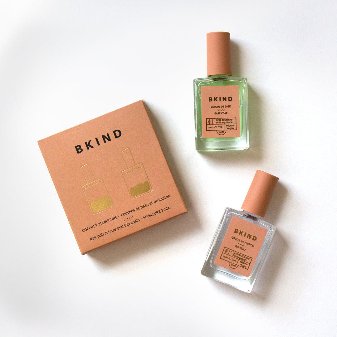 BKIND manicure kit with top and base coat – Calgary nail care for a vegan, salon-quality finish at home.