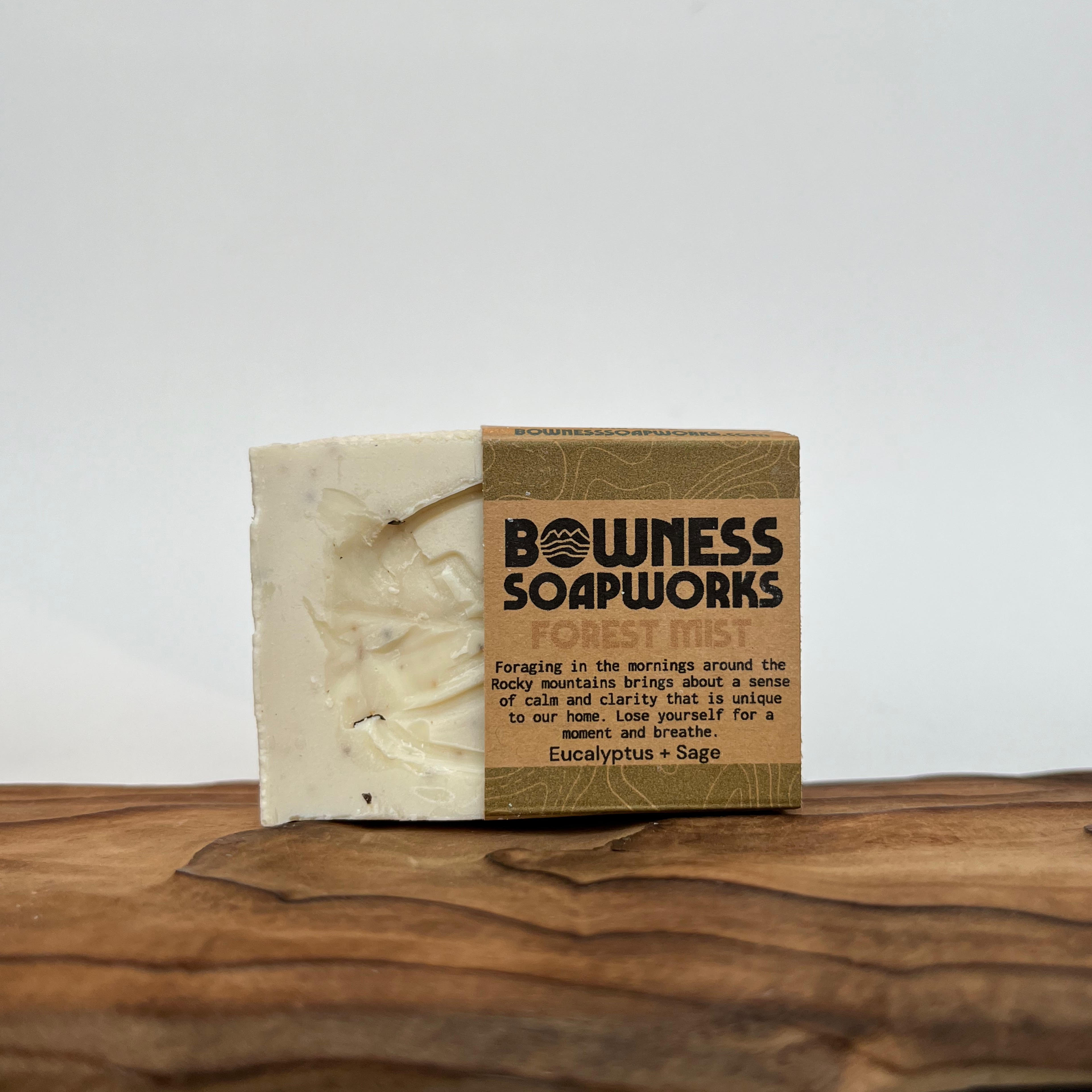 Handmade eucalyptus and sage soap in Calgary, ideal for herbal skincare or forest-fresh gifts from local makers