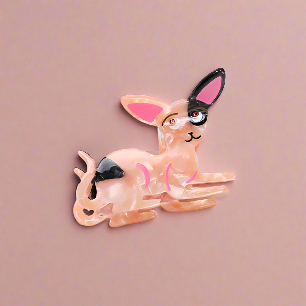Blush pink illustrated cat hair clip – cellulose acetate hair accessory in Calgary by Greenbriar Market