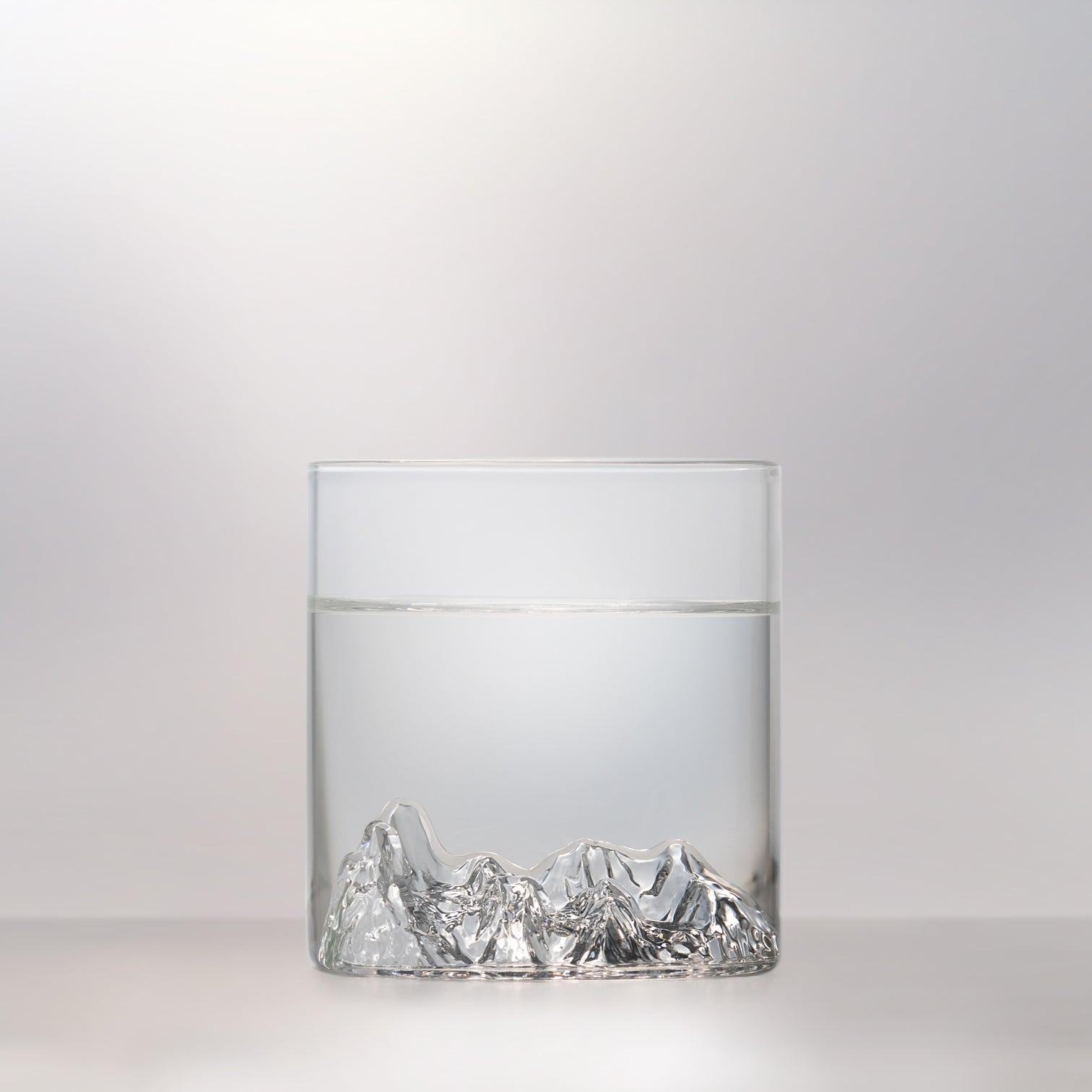 Front view of MTNPK Bugaboos tumbler with handblown 3D peaks, available at Greenbriar Market in Calgary