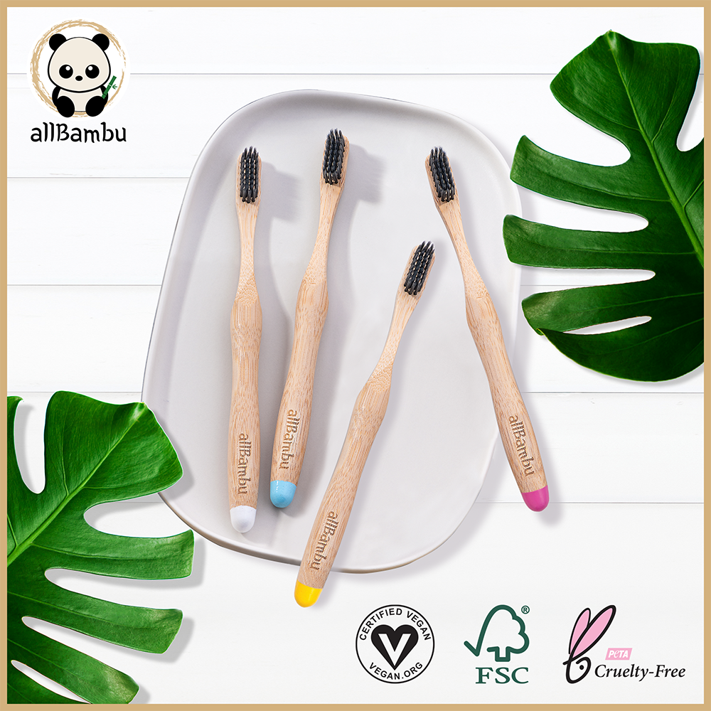 Bamboo Toothbrush | Adult 4 Pack - Greenbriar Market + Refillery