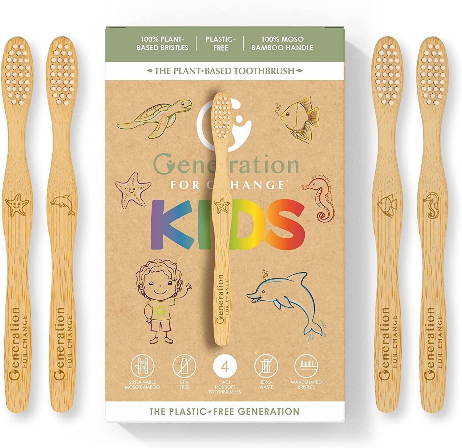 Kids Plant Based Toothbrush I 4 Pack