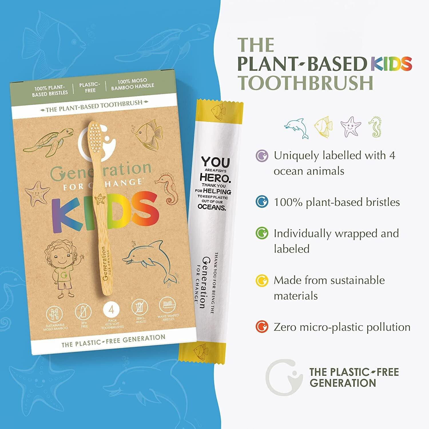 Kids Plant Based Toothbrush I 4 Pack