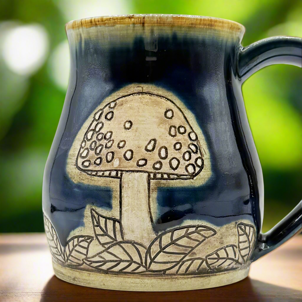 Carved Ceramic Mug | Mushroom