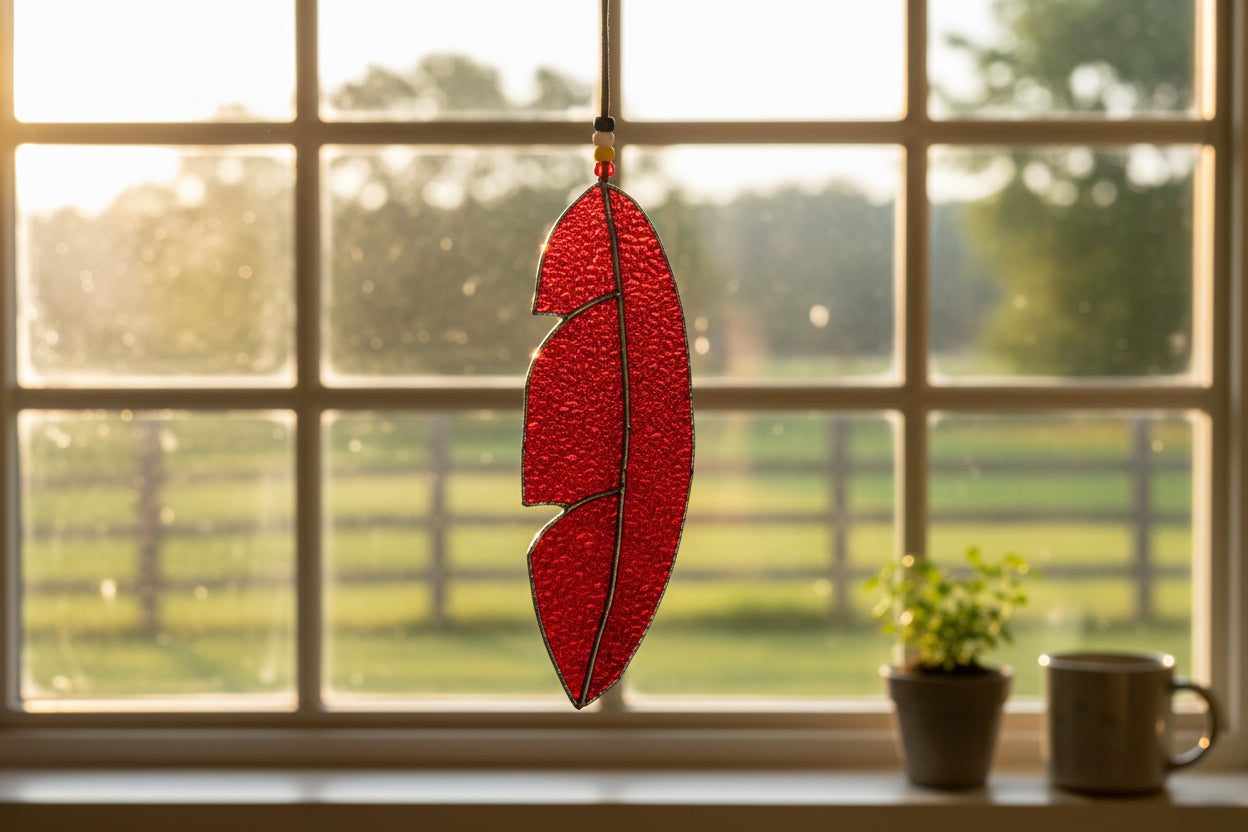 Stained Glass | Large Feather - Greenbriar Market + Refillery