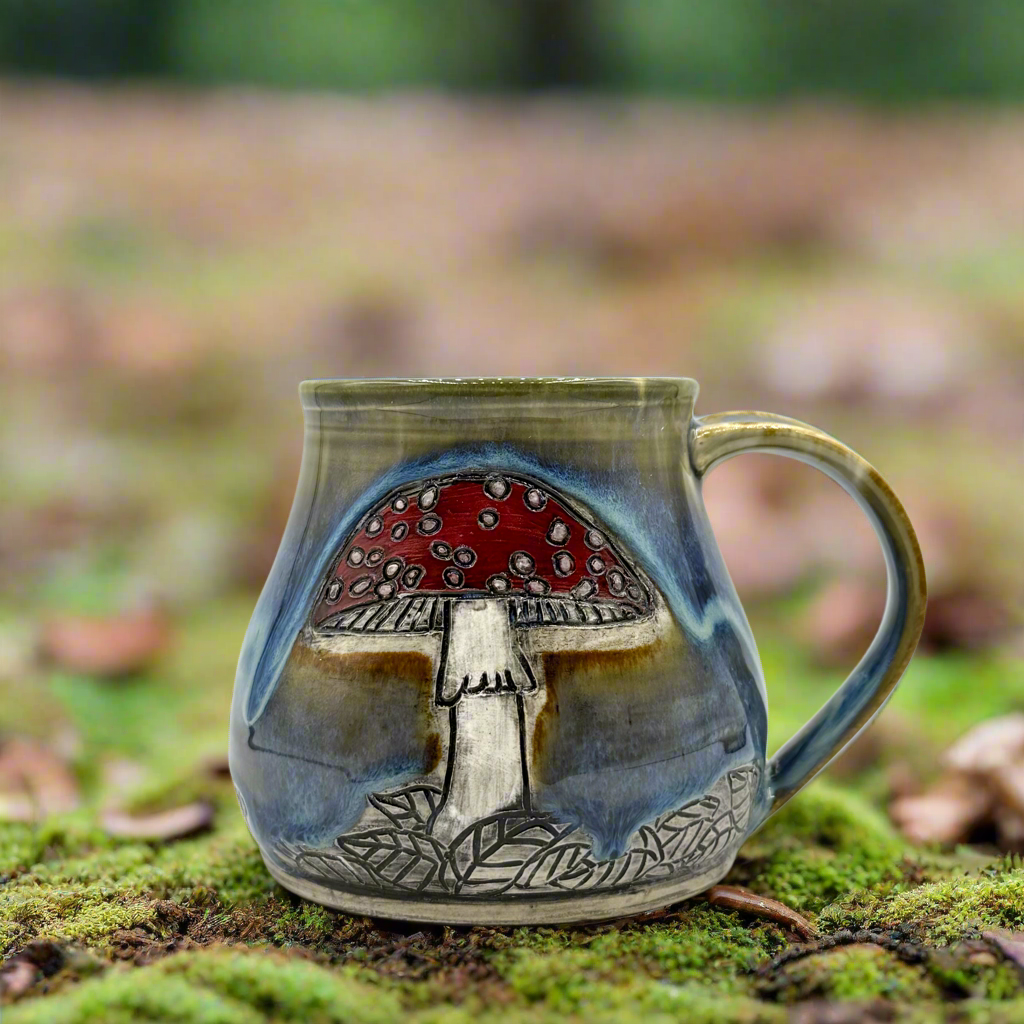 Carved Ceramic Mug | Mushroom - Greenbriar Market + Refillery