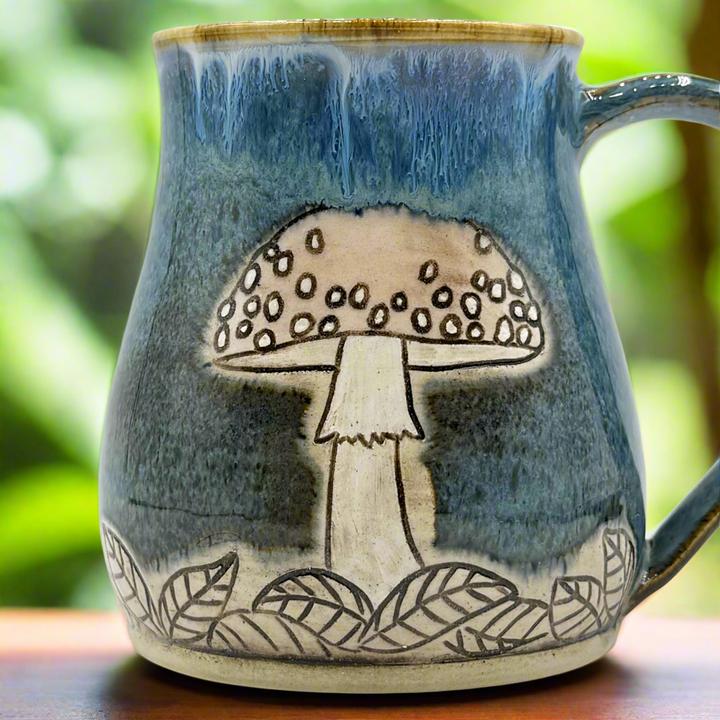 Carved Ceramic Mug | Mushroom