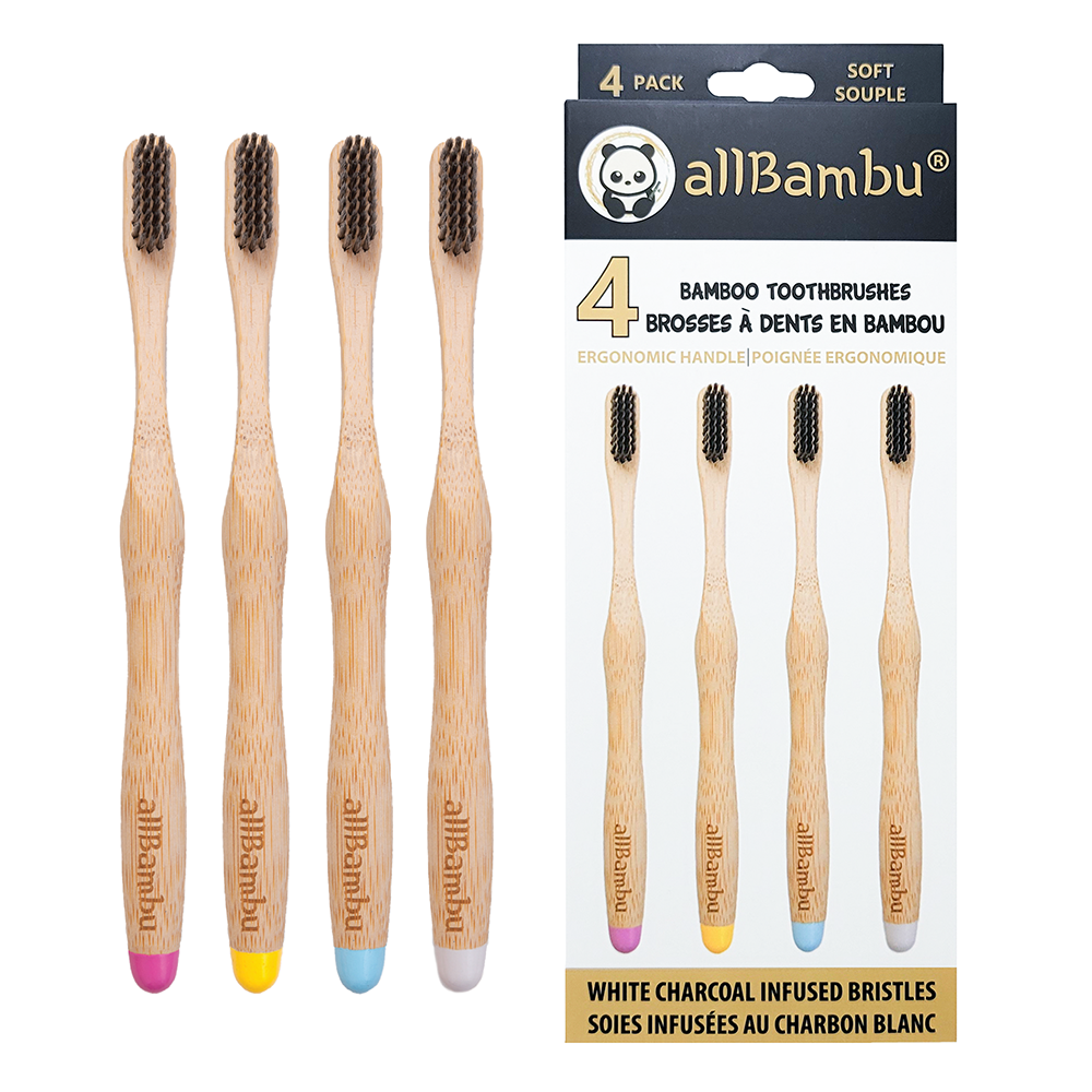 Bamboo Toothbrush | Adult 4 Pack - Greenbriar Market + Refillery