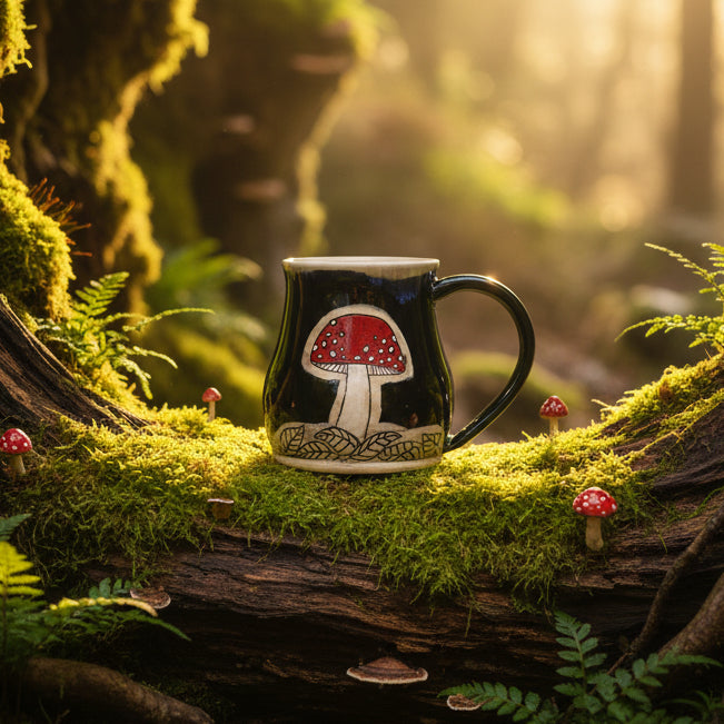 Carved Ceramic Mug | Mushroom