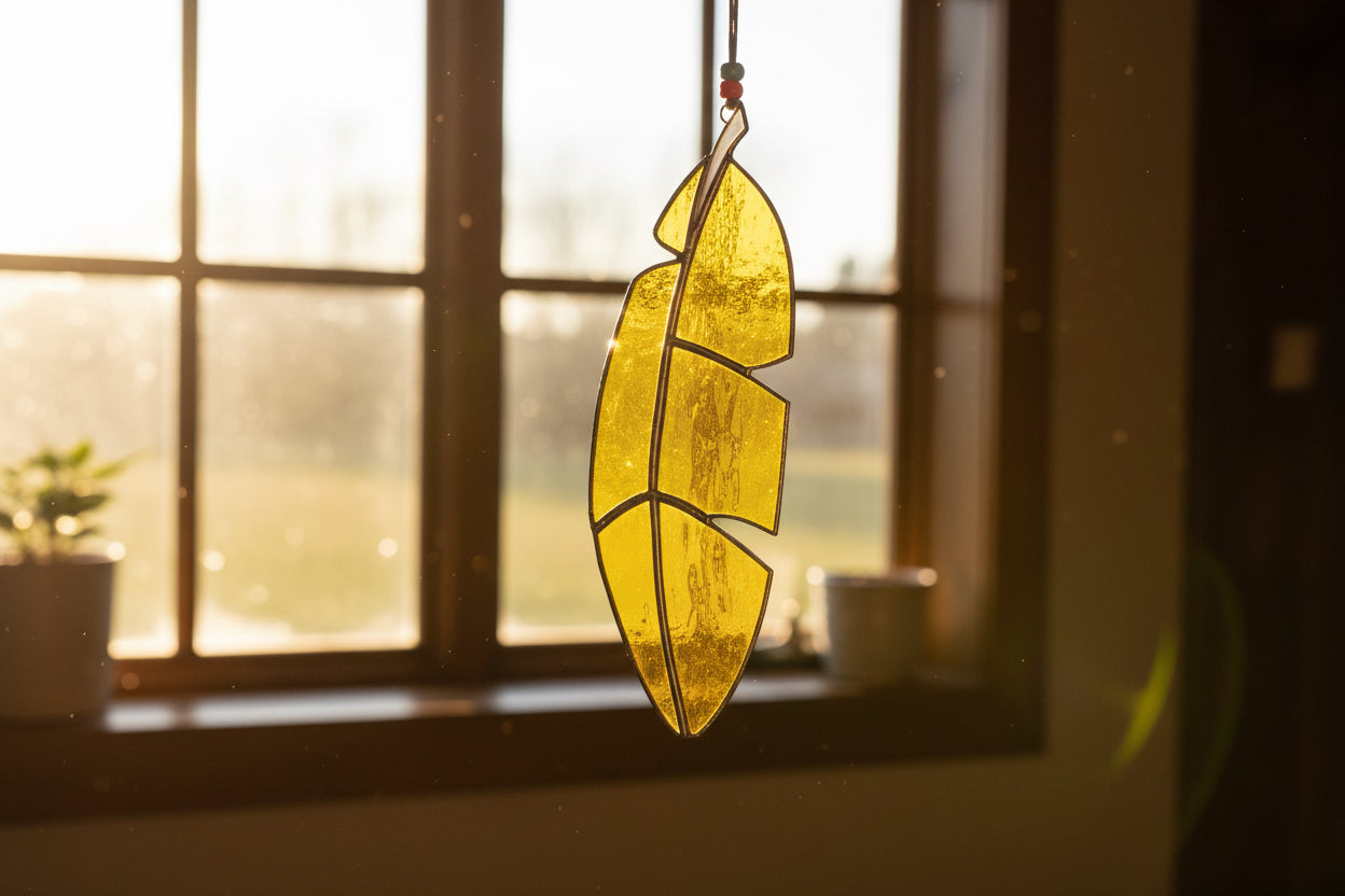 Stained Glass | Large Feather - Greenbriar Market + Refillery