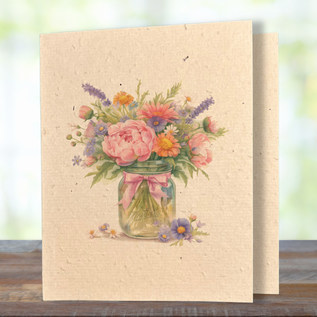 Jar Full of Blooms | Plantable Wild Flower Greeting Card - Greenbriar Market + Refillery