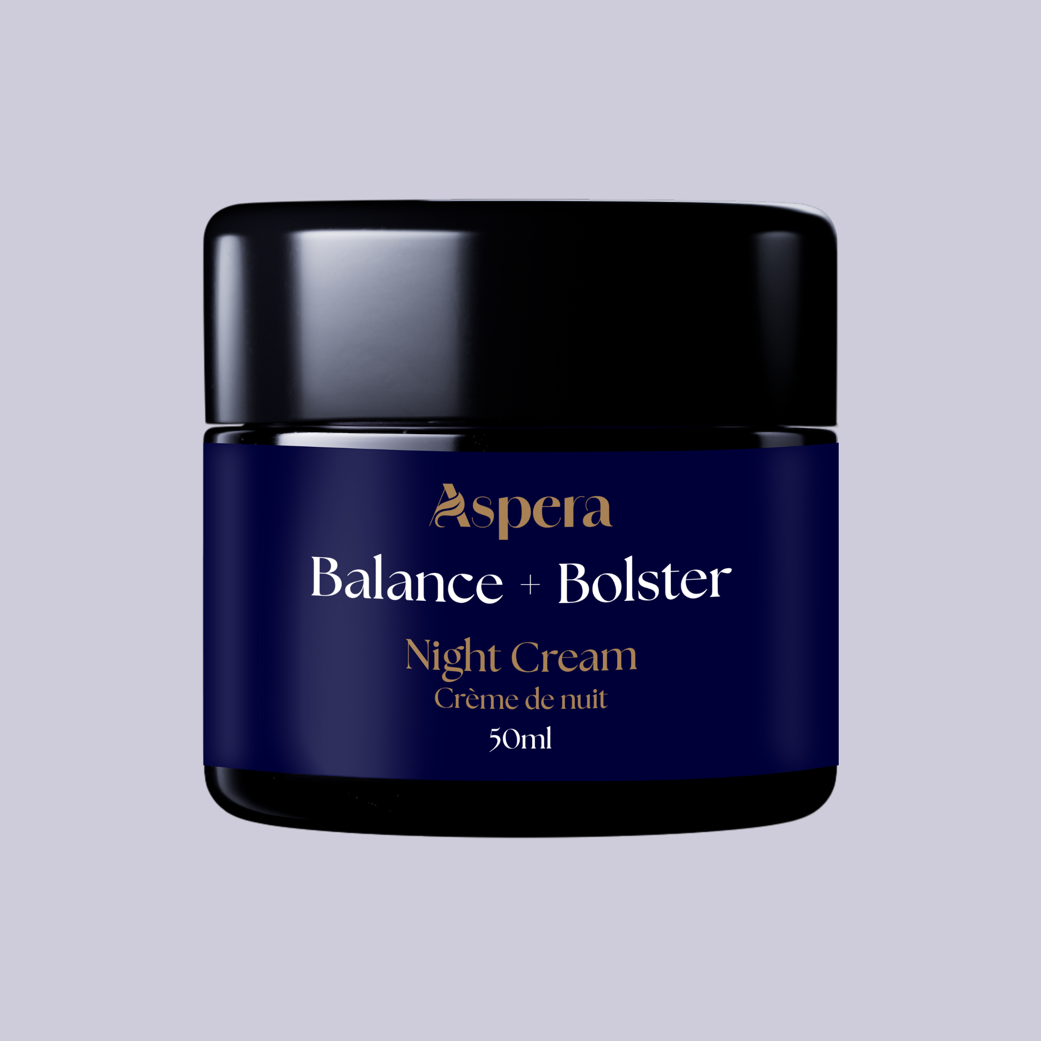 Balance + Bolster Night Cream by Aspera in 50 mL Violet Glass Jar