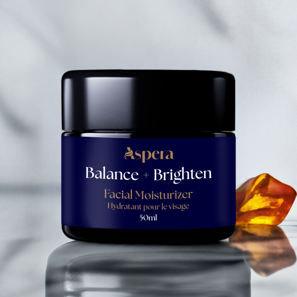 Balance + Blend Facial Moisturizer by Aspera in 50 mL Violet Glass Jar