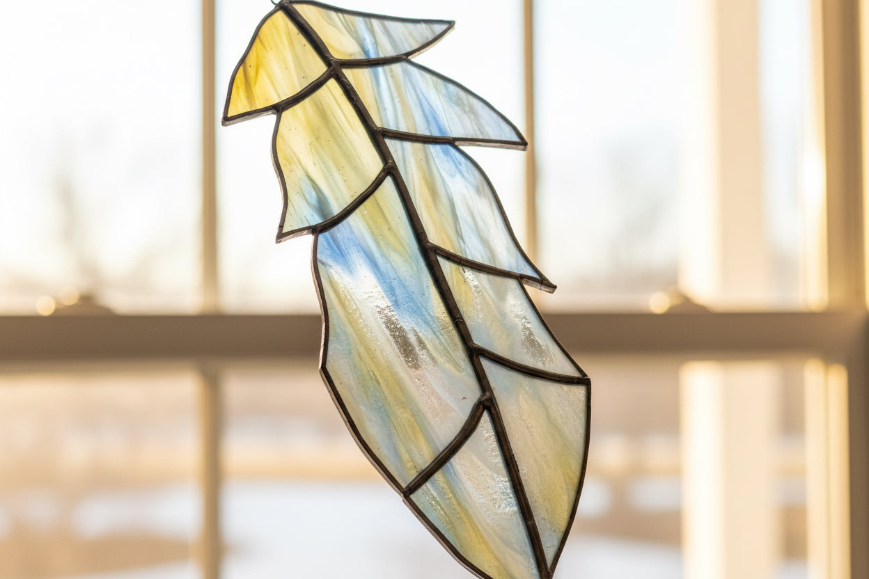 Stained Glass | Large Feather - Greenbriar Market + Refillery