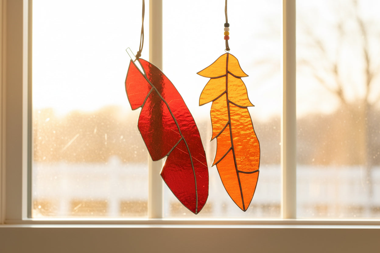 Stained Glass | Large Feather - Greenbriar Market + Refillery