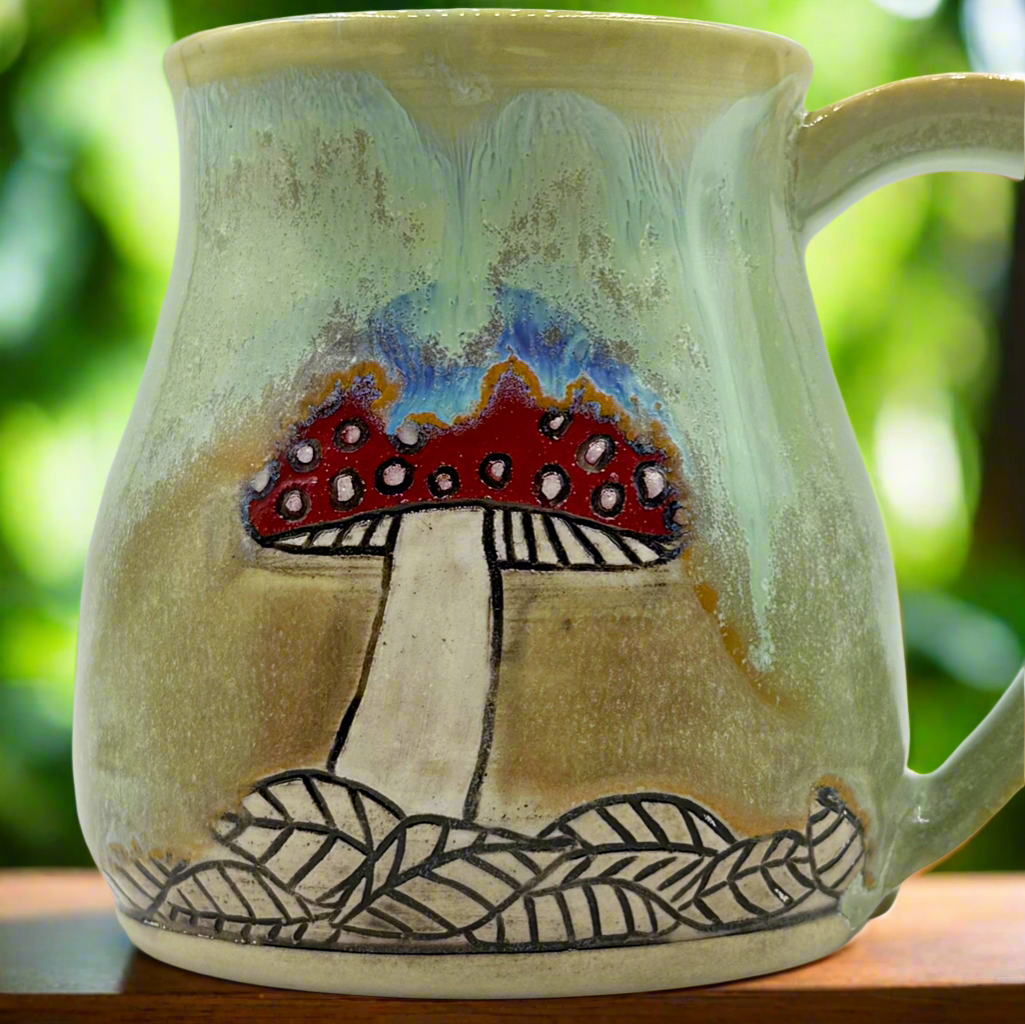 Carved Ceramic Mug | Mushroom
