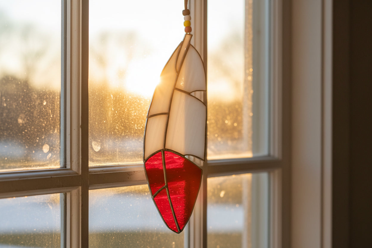 Stained Glass | Large Feather - Greenbriar Market + Refillery