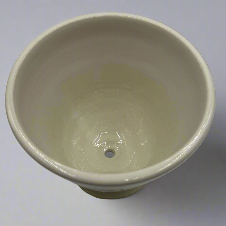 Seto Pottery Hand Carved Planter w\ Drainage Hole White