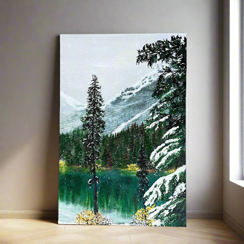 Lala's Little Art Studio Painting First Snowfall on Rawson Lake