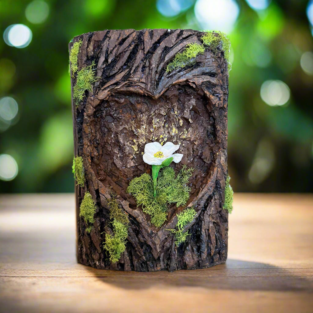 Lala's Little Art Studio Hand Carved Woodland Journals White Flower