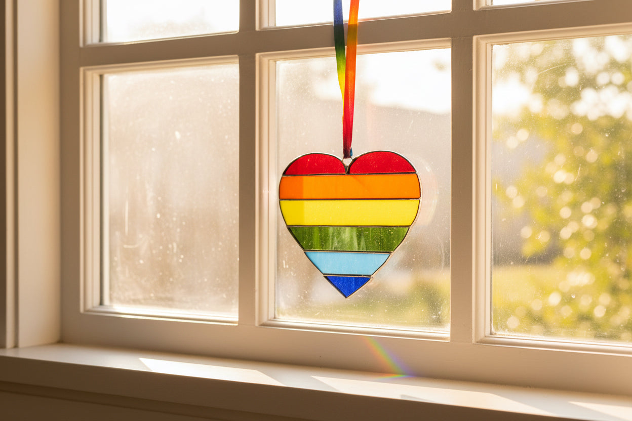 Stained Glass | Rainbow Heart - Greenbriar Market + Refillery