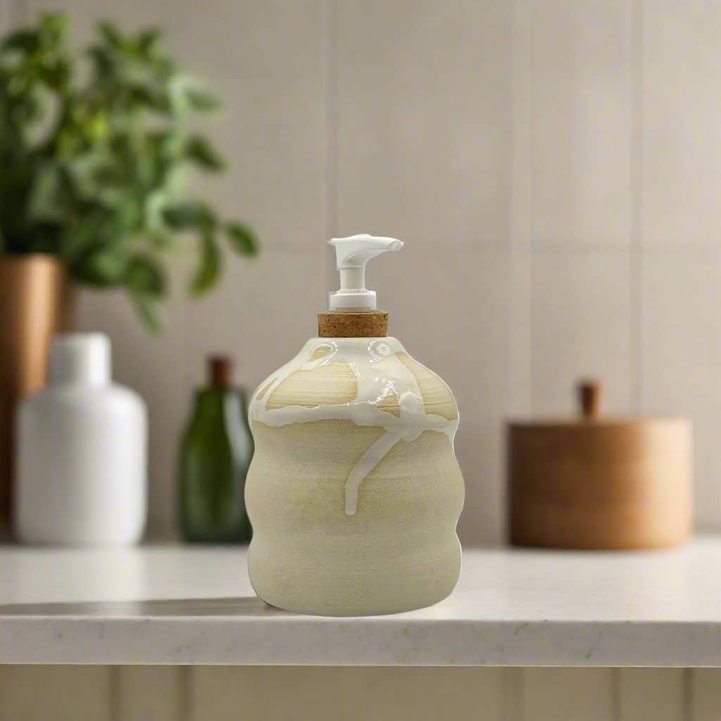 Seto Pottery Spilled Milk Ceramic Soap Dispenser Bubble