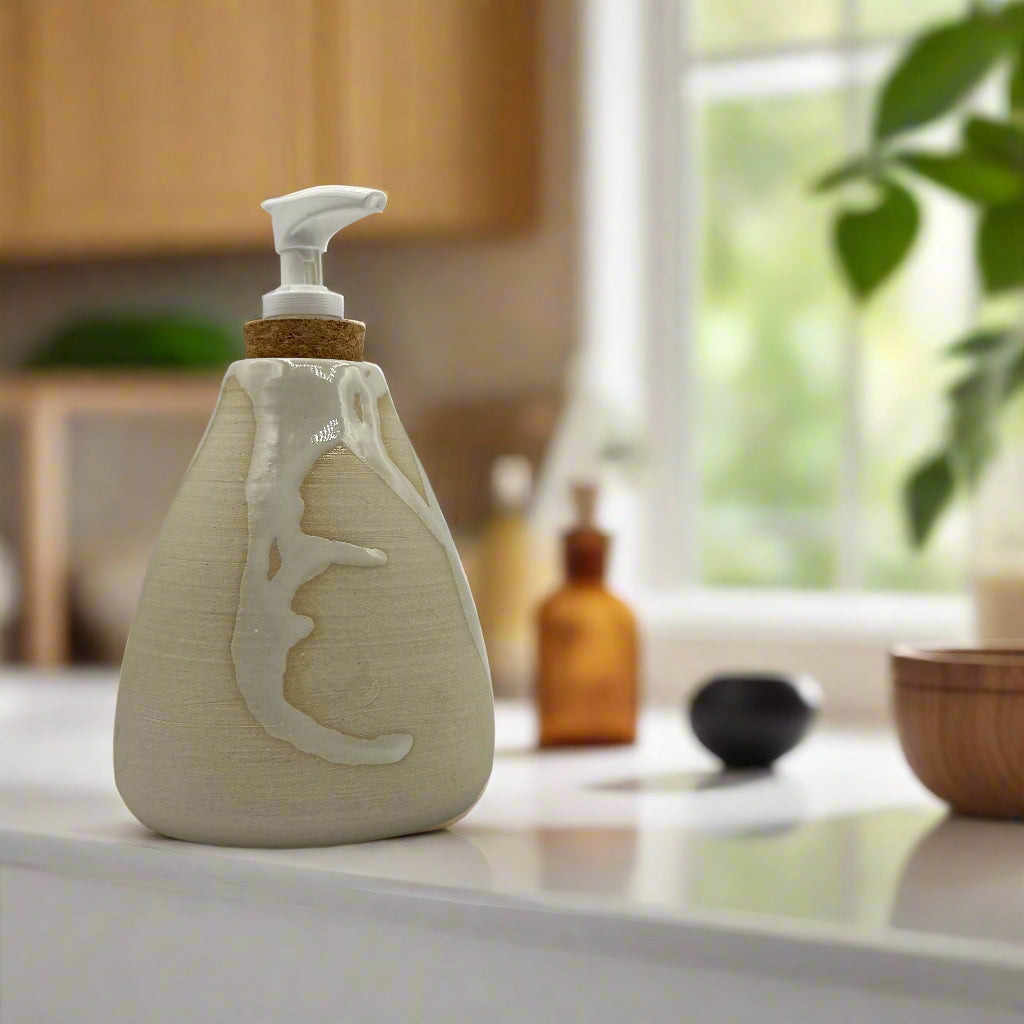 Seto Pottery Spilled Milk Ceramic Soap Dispenser Tapered