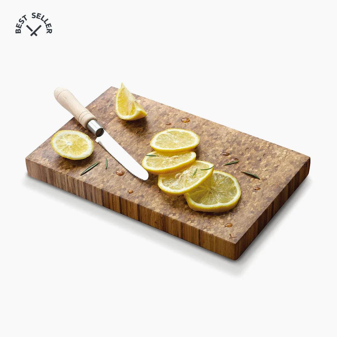 Brotzeit End Grain Snack Board with lemon slices on white background – Calgary kitchen essentials