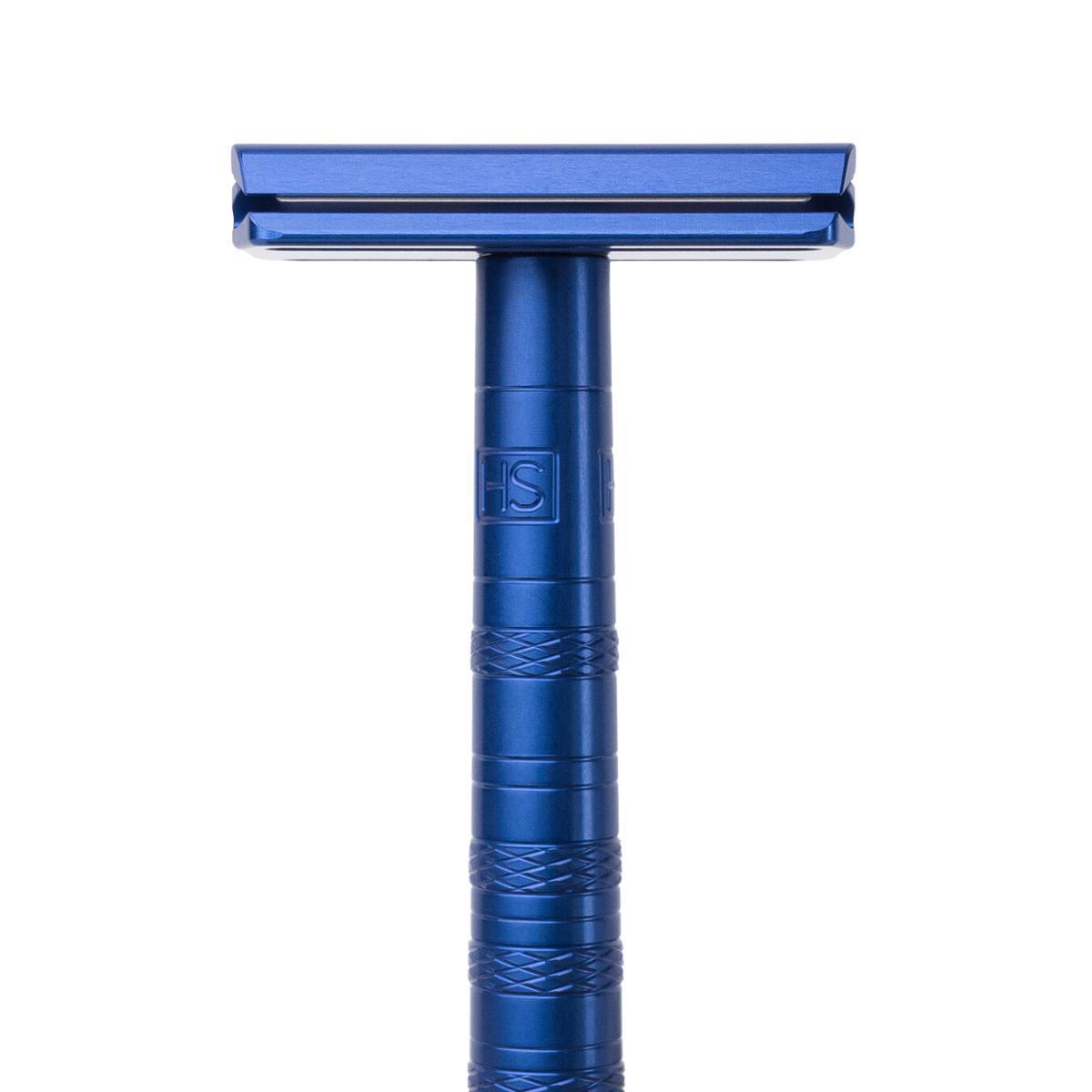 Steel blue Henson AL13 safety razor – Calgary eco-friendly shaving tool