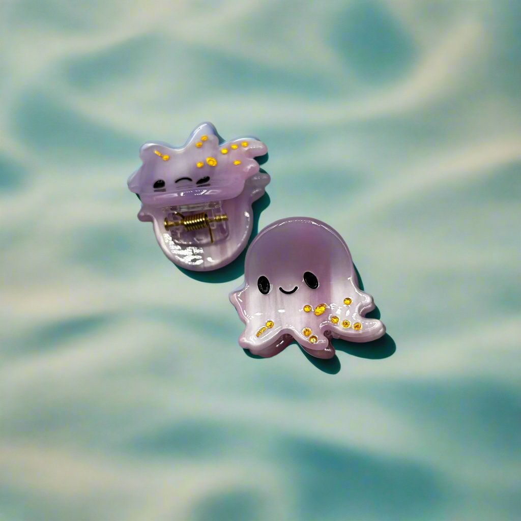Mini octopus hair clip in pastel lilac – Marina sea creature collection by Sebeana, available at Greenbriar Market in Calgary