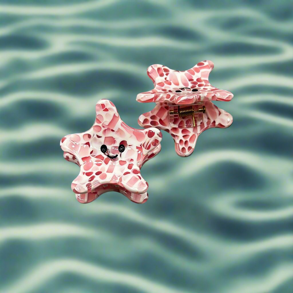 Mini starfish hair clip in coral pink – Marina sea creature collection by Sebeana, available at Greenbriar Market in Calgary