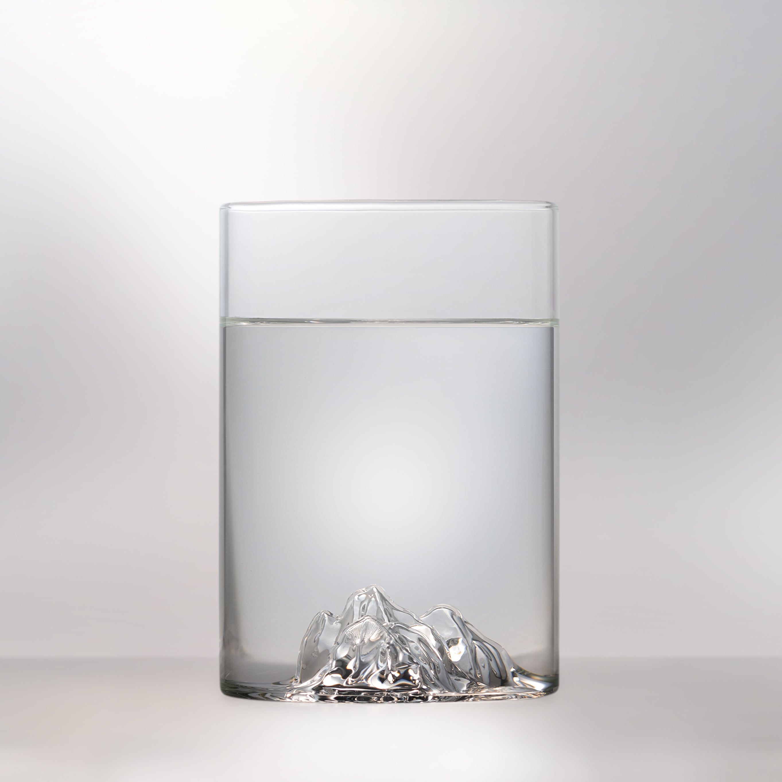 3D mountain glass featuring Mt. Edith Cavell | borosilicate pint glass photographed on white backdrop at Greenbriar Market in Calgary