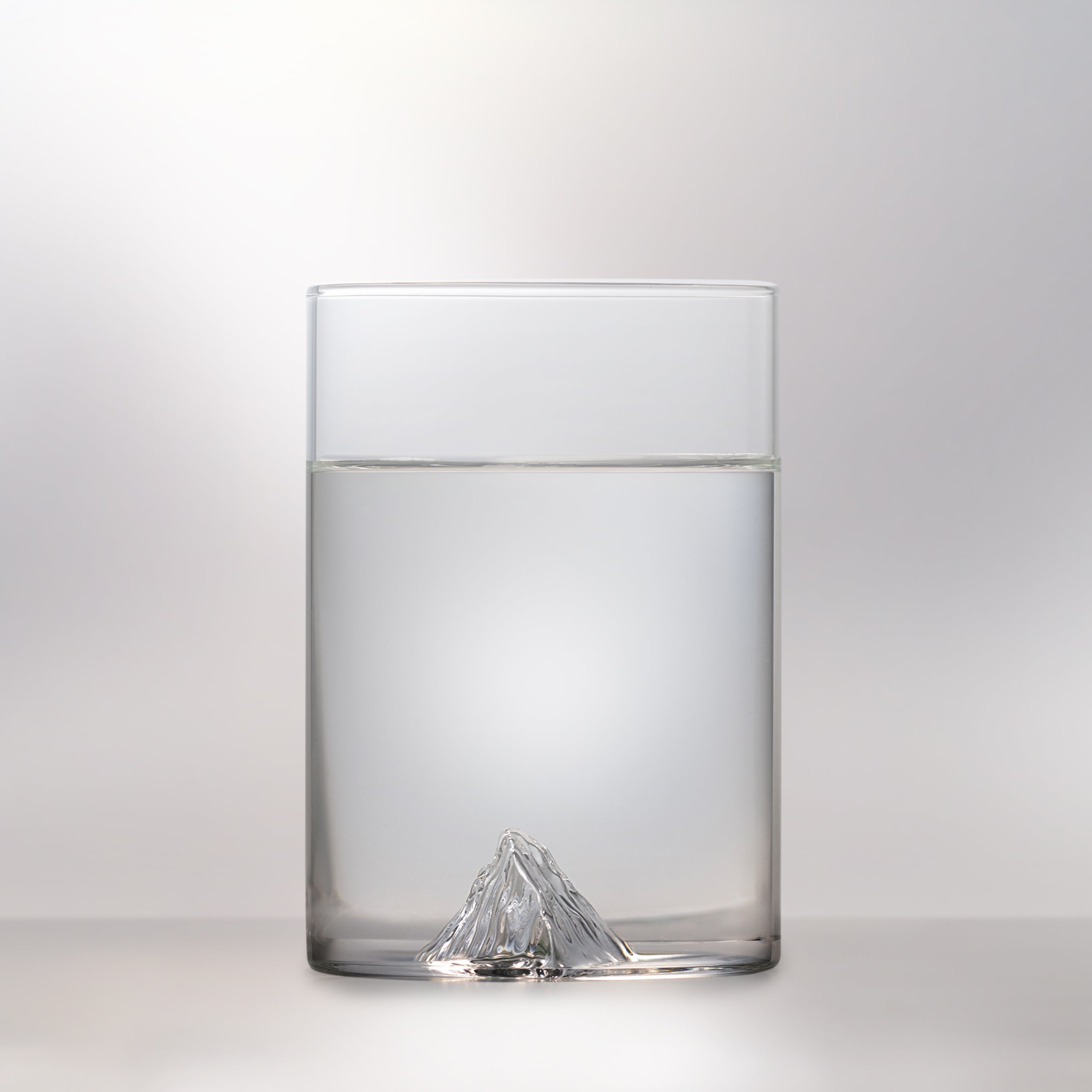 3D mountain glass featuring Mt. Rundle | borosilicate pint glass on white background, sold at Calgary’s Greenbriar Market